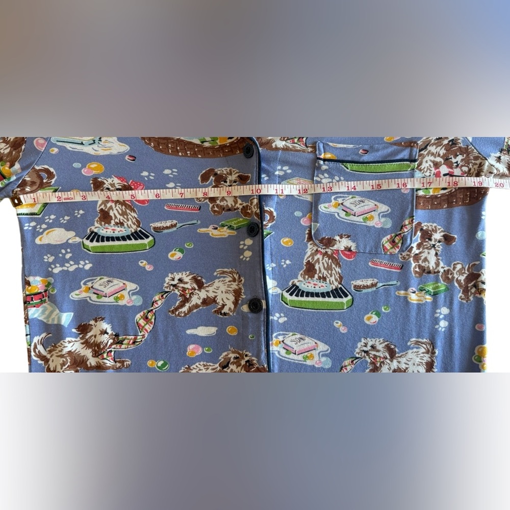Nick and Nora Pajama Top Dog Grooming Bubble Bath Button Down Size Small - Picture 4 of 10